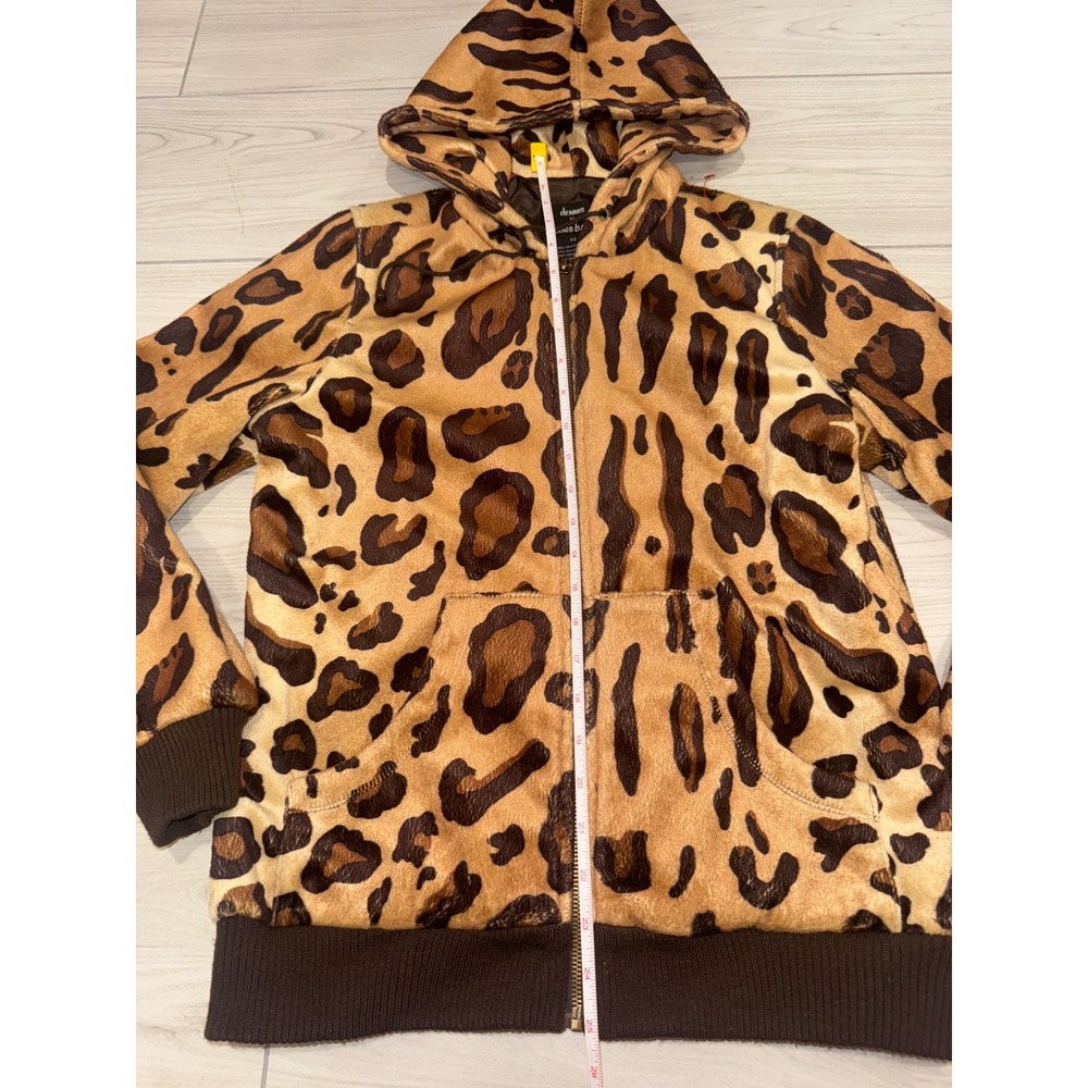 Dennis by Dennis Basso Leopard Faux Fur Zip Up Hoodie Jacket XS Animal Print - Picture 4 of 5